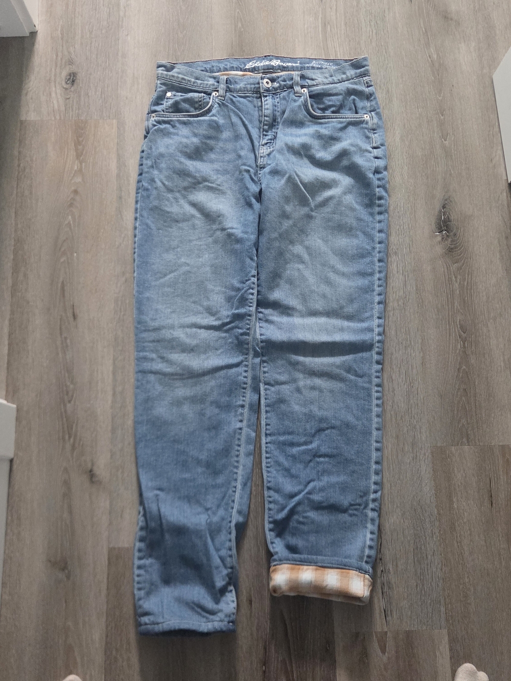 Eddie Bauer Light Blue Fleece Lined Boyfriend Jeans